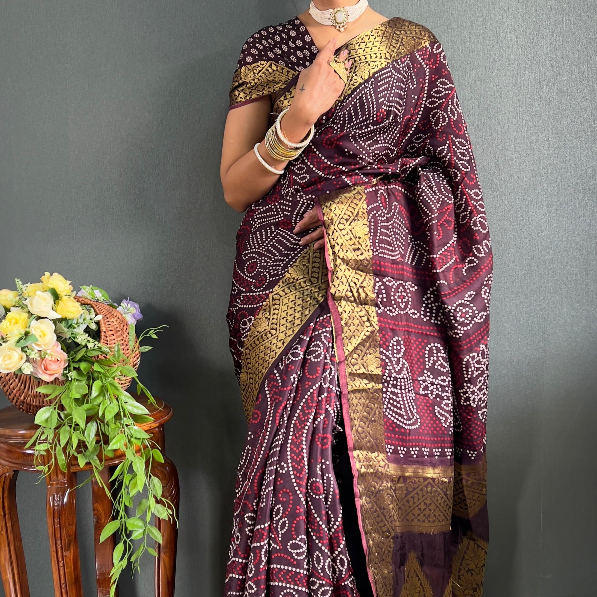 Beautiful Designer Rasleela Art Silk Bandhani Saree