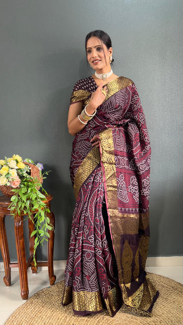 Beautiful Designer Rasleela Art Silk Bandhani Saree