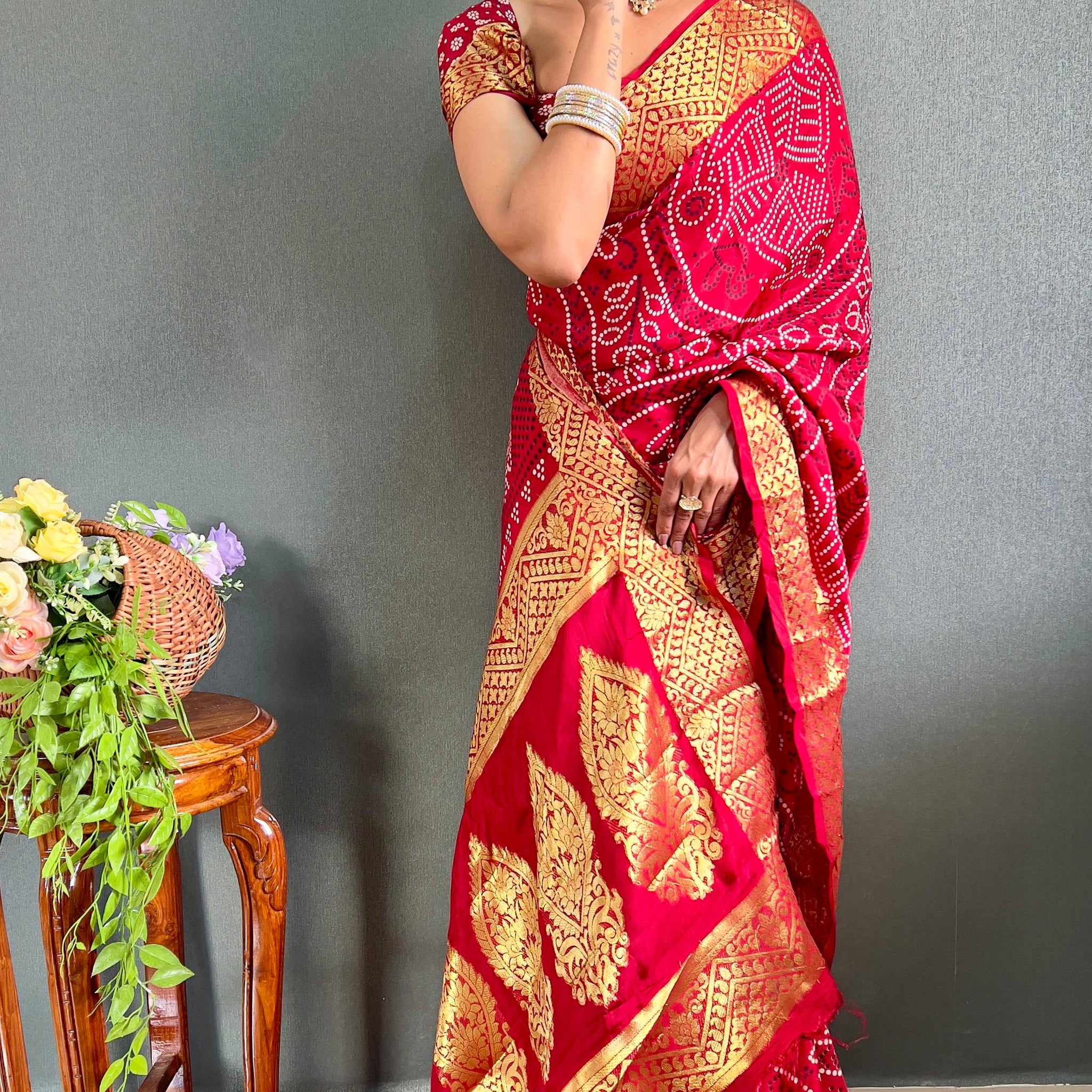 Beautiful Designer Rasleela Art Silk Bandhani Saree