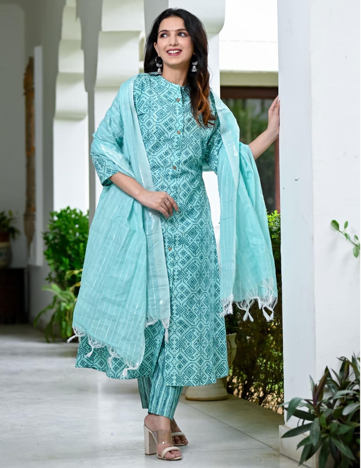 Beautiful Designer Pure Cotton Full Stiched Kurti Pant with Dupatta