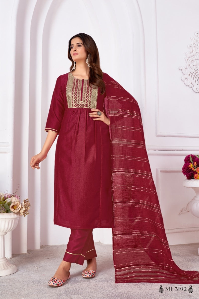 Beautiful Designer Pure Cotton Full Stiched Kurti Pant with Dupatta