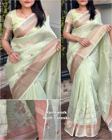 Beautiful Designer Soft Organza Silk Saree