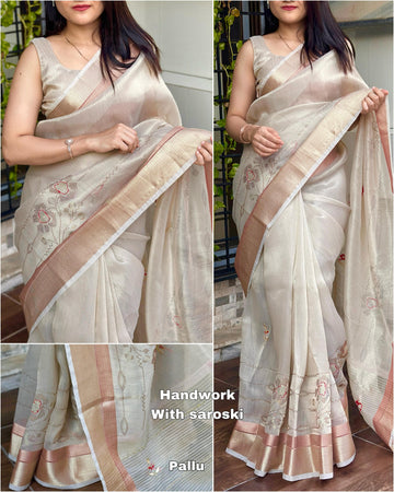 Beautiful Designer Soft Organza Silk Saree