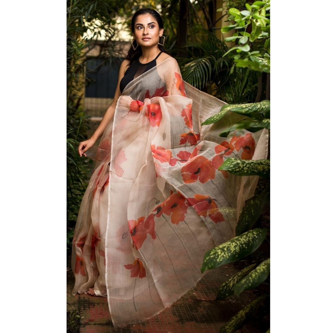 Beautiful Designer Imported Orgenza Silk with Digital Print Saree