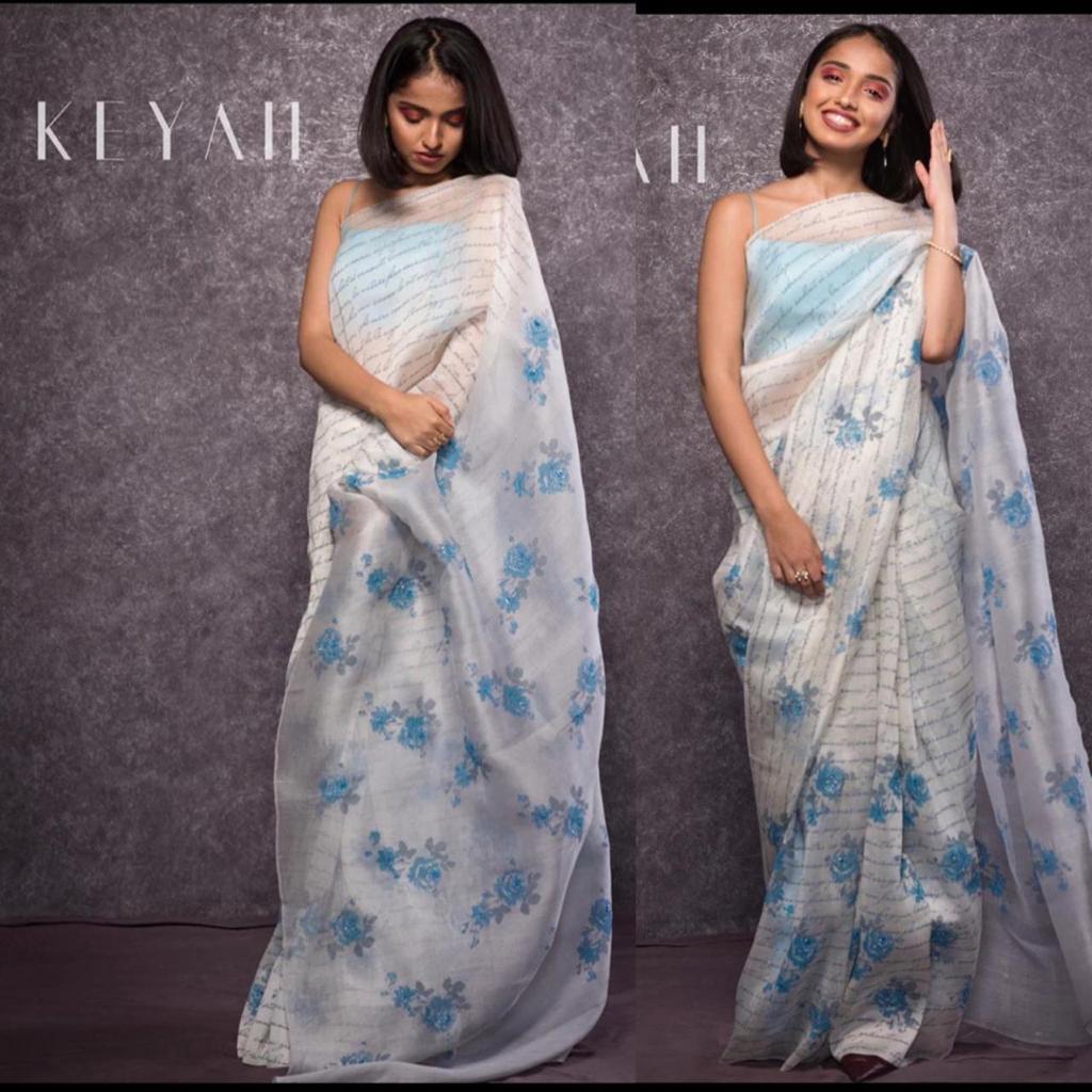 Beautiful Designer Imported Orgenza Silk with Digital Print Saree