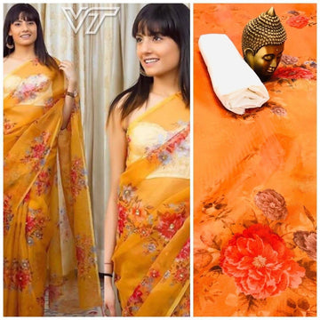 Beautiful Designer Imported Orgenza Silk with Digital Print Saree