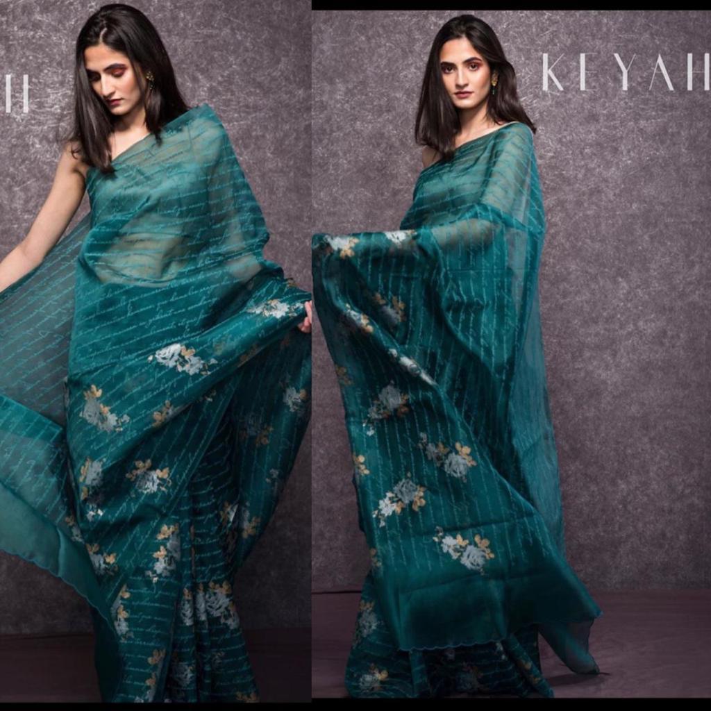 Beautiful Designer Imported Orgenza Silk with Digital Print Saree