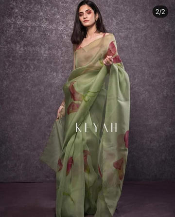 Beautiful Designer Imported Orgenza Silk with Digital Print Saree