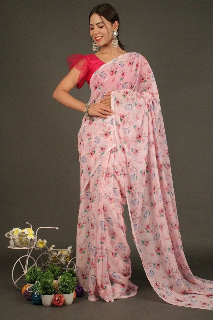 Beautiful Designer Soft Georgette Silk with Digital Print Saree