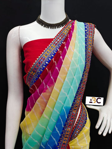 Beautiful Designer Rajasthani Bandhej Lehariya Saree