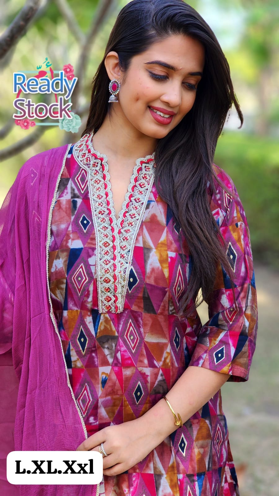 Beautiful Designer Pure Mudal Print Kurti with Pent & Dupptta Set