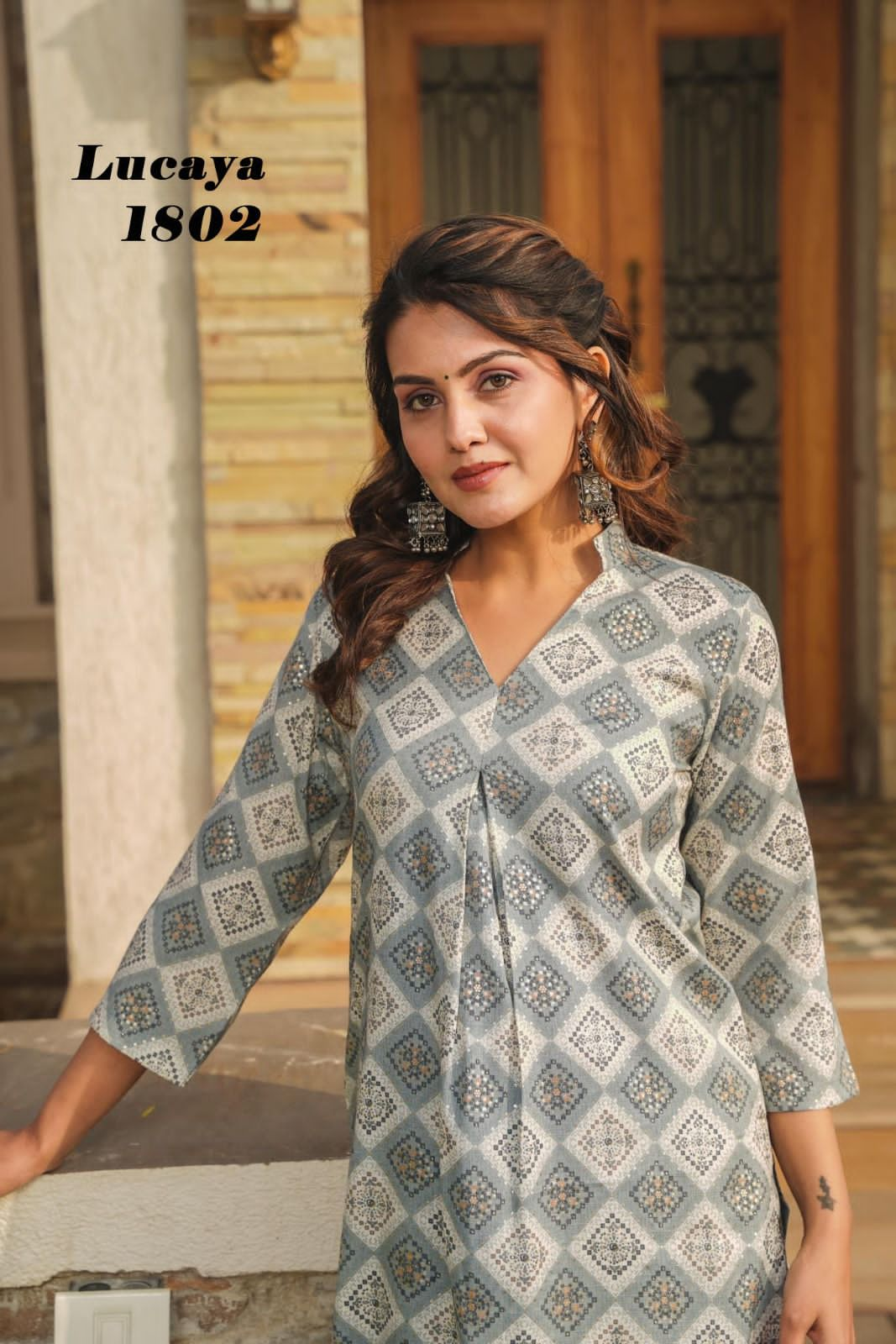 Beautiful Designer Rayon With Heavy Digital Print Casual Wear Kurti With Bottom