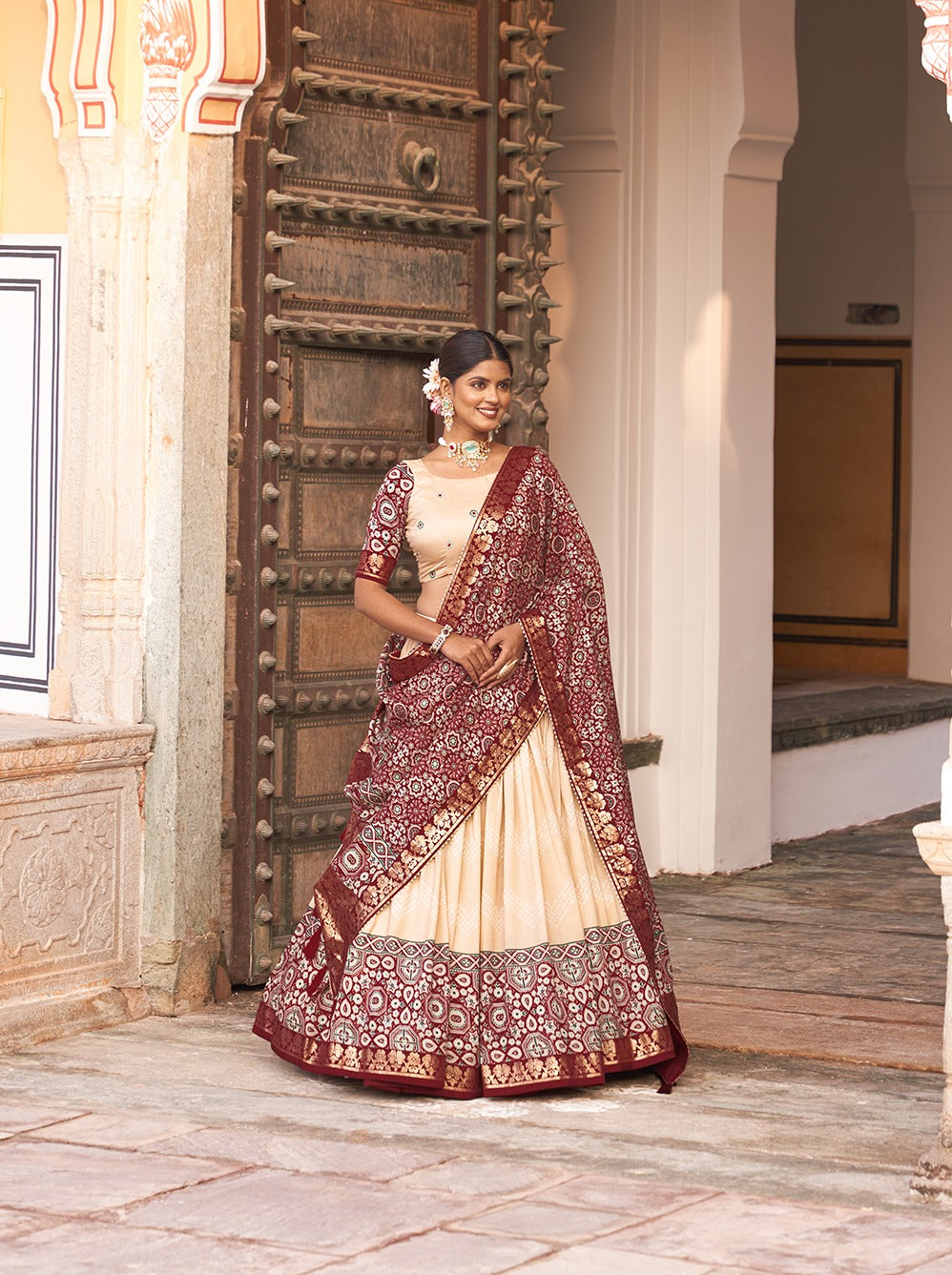 Beautiful Designer Tussar Silk Lehenga Choli