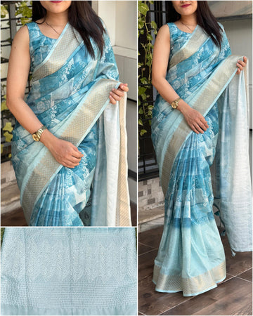 Beautiful Designer Pure Muslin Cotton Digital Print Saree