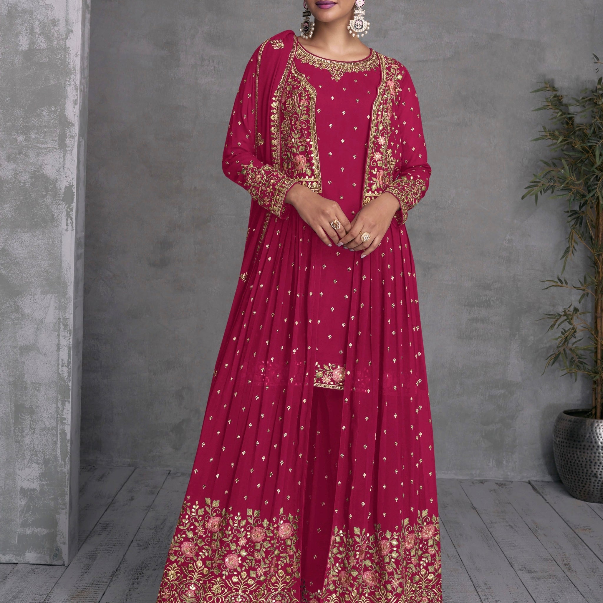 Zohana Gulkayra Georgette Jacket Style Party Wear Suit D.No. 7410-D