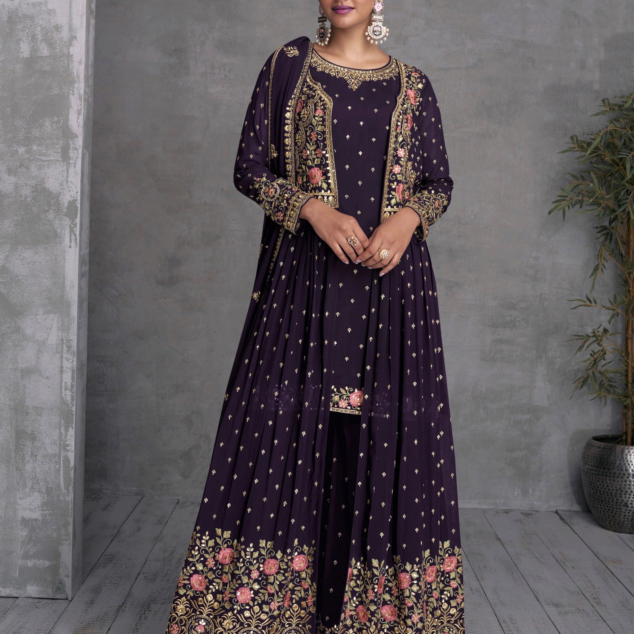 Zohana Gulkayra Georgette Jacket Style Party Wear Suit D.No. 7410-B