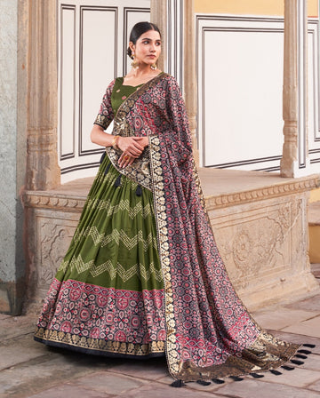 Beautiful Designer Tussar Silk Lehenga Choli