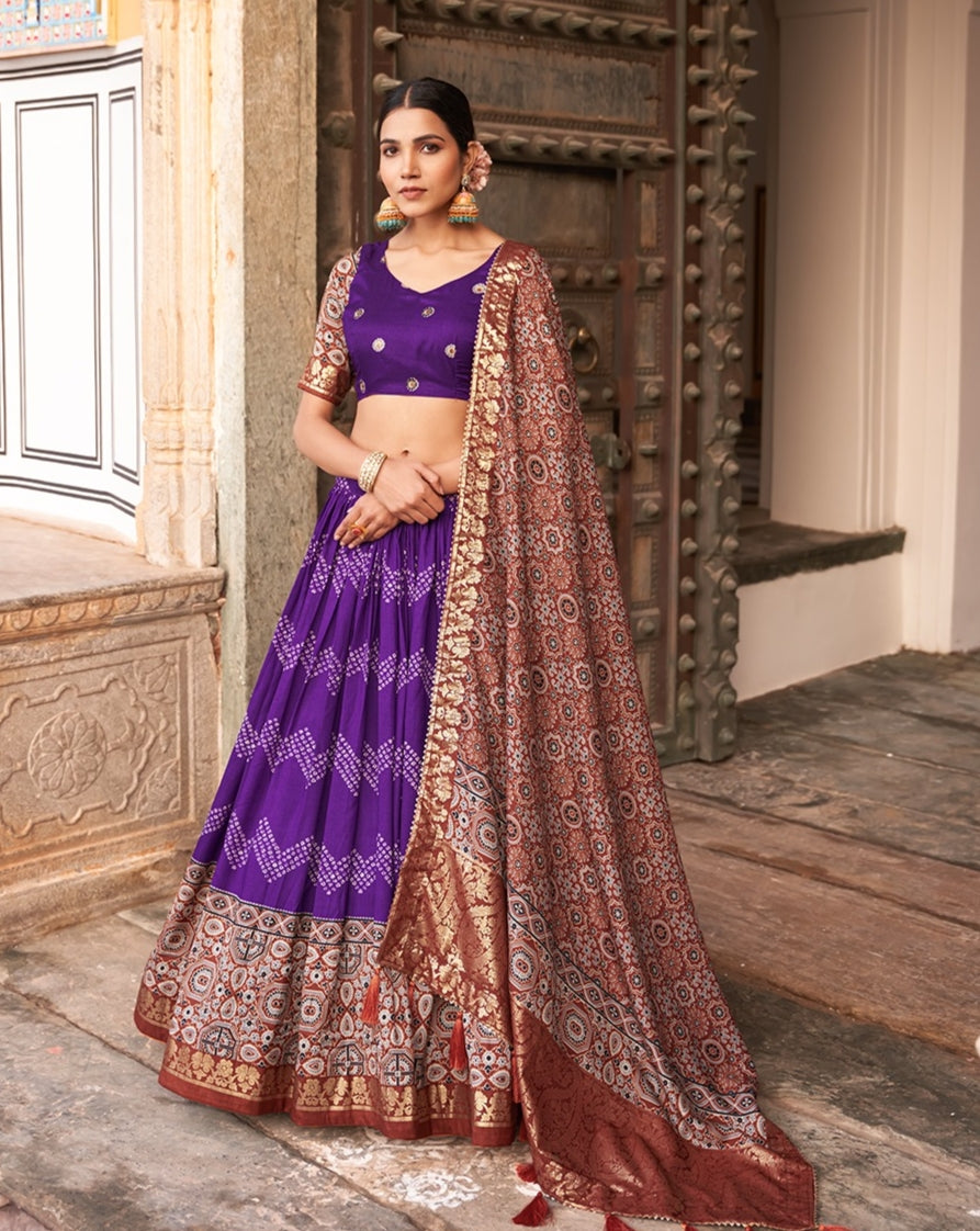 Beautiful Designer Tussar Silk Lehenga Choli