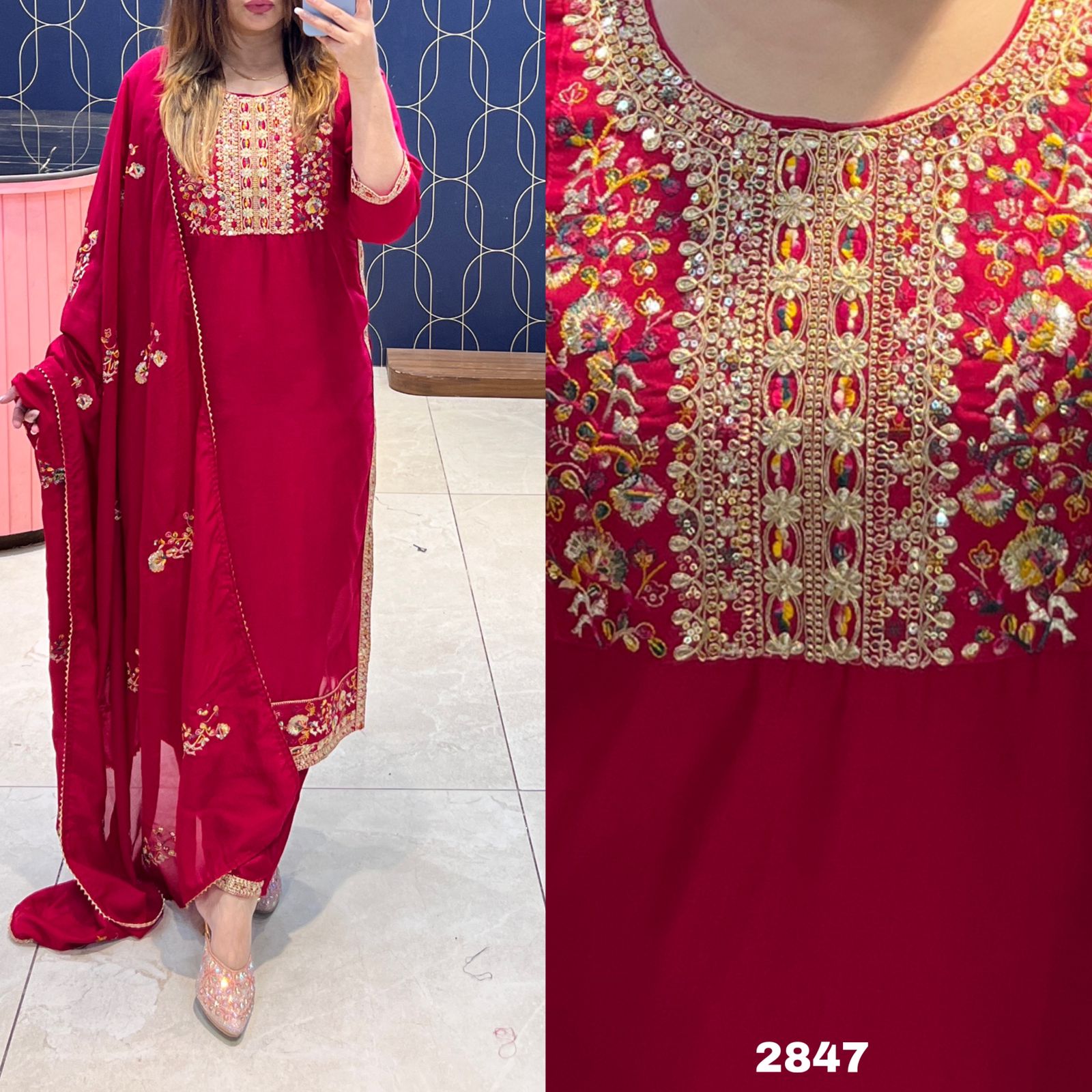 Beautiful Designer Kurti With Pant & Sequence Dupatta