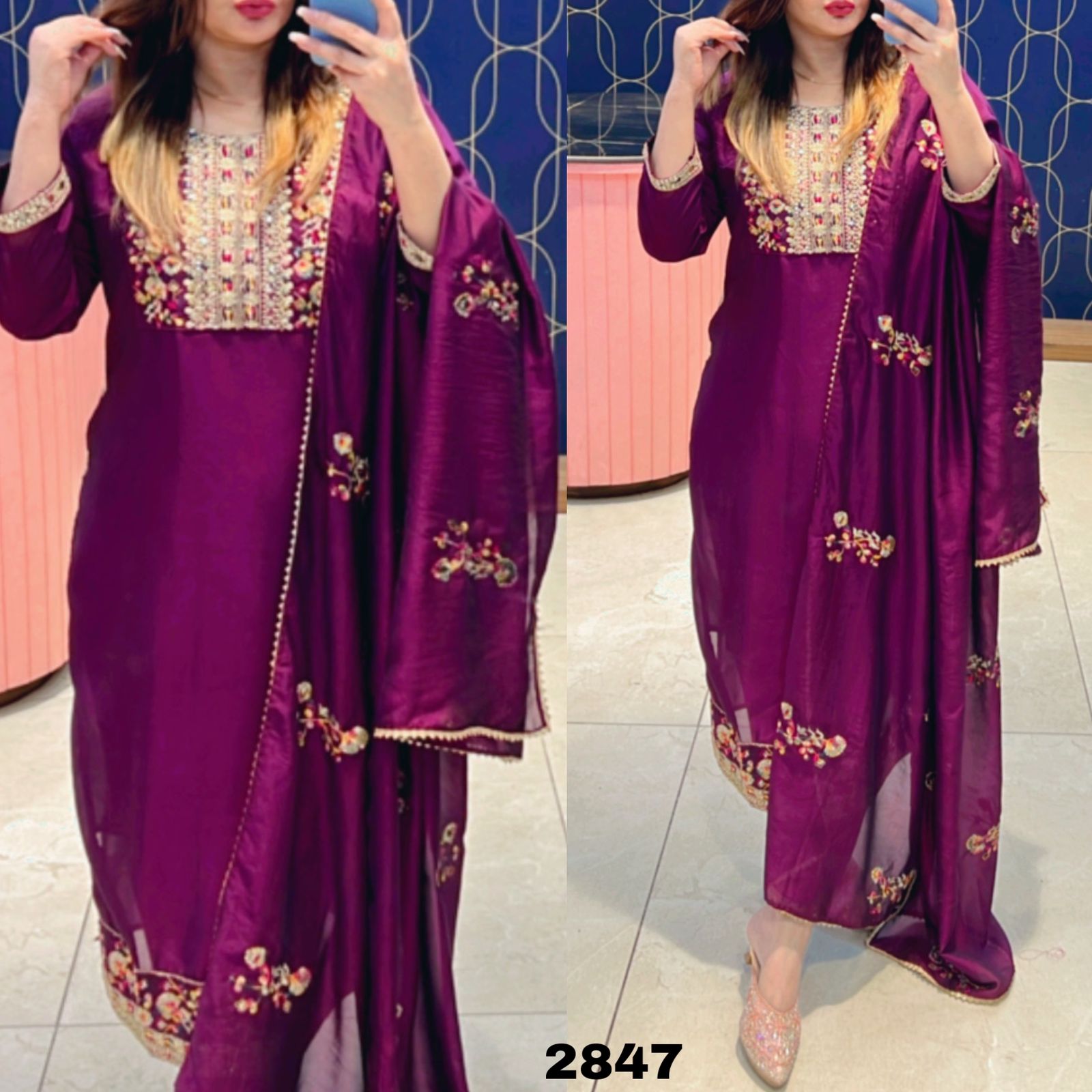 Beautiful Designer Kurti With Pant & Sequence Dupatta