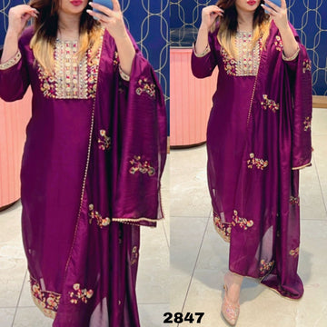 Beautiful Designer Kurti With Pant & Sequence Dupatta