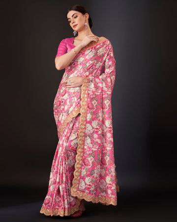 Beautiful Designer Floral Pattern Saree