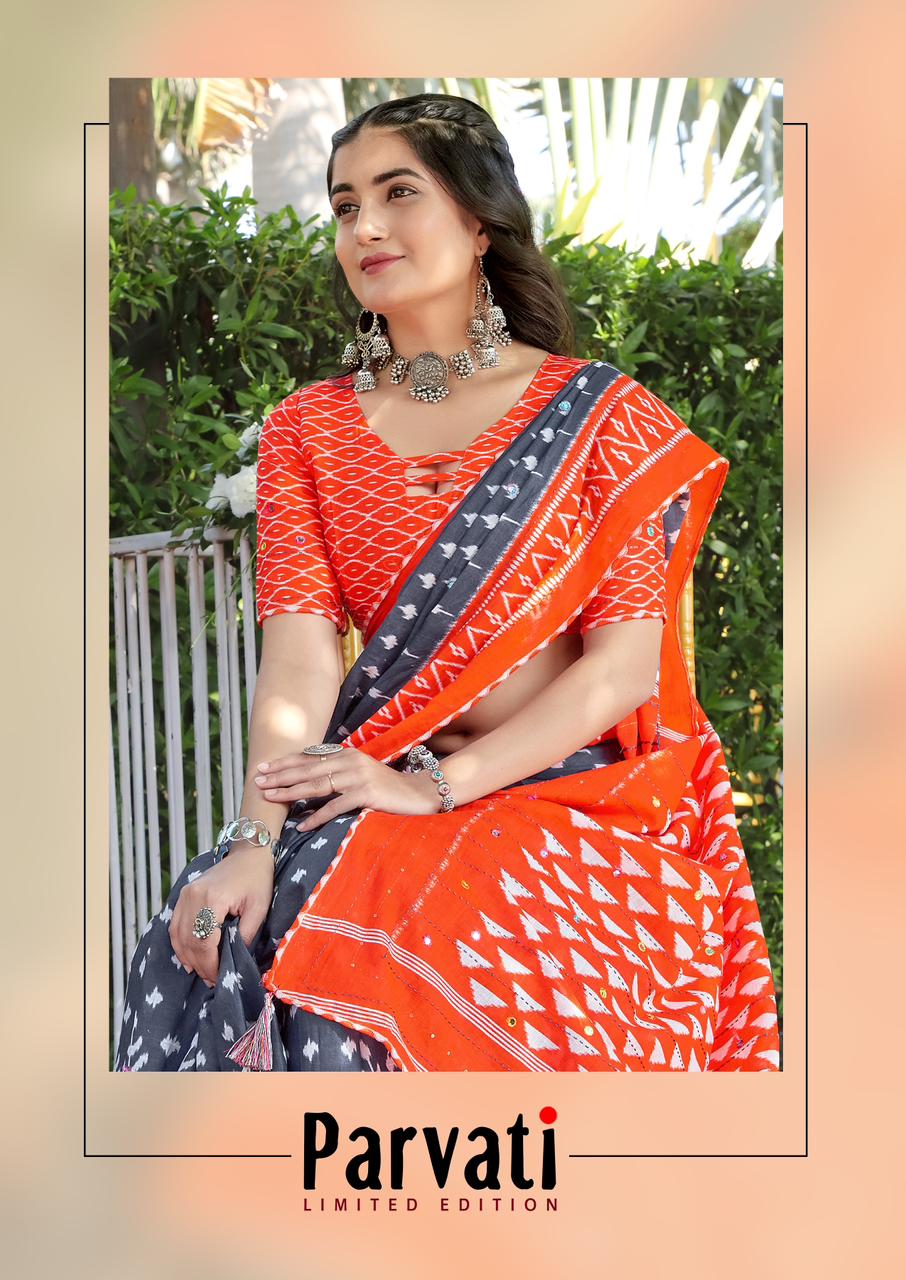 Beautiful Designer Jaipuri Woven Mulmul Cotton Saree