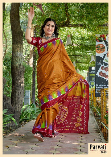 Beautiful Designer Jaipuri Woven Mulmul Cotton Saree