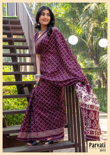 Beautiful Designer Jaipuri Woven Mulmul Cotton Saree