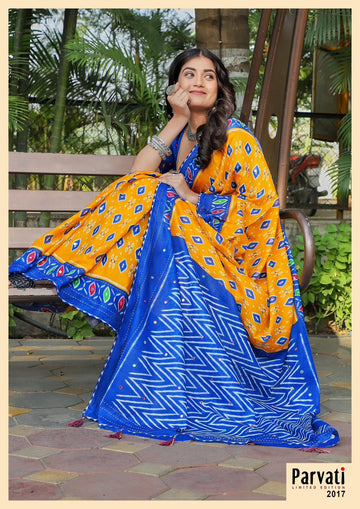 Beautiful Designer Jaipuri Woven Mulmul Cotton Saree