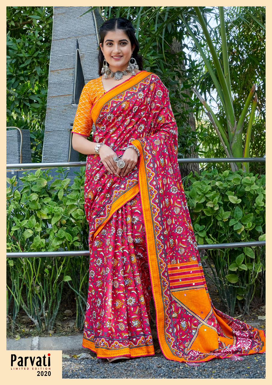 Beautiful Designer Jaipuri Woven Mulmul Cotton Saree