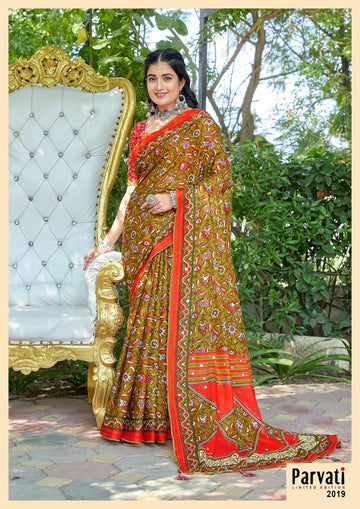 Beautiful Designer Jaipuri Woven Mulmul Cotton Saree