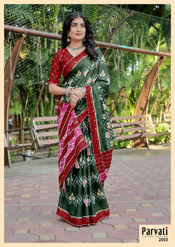 Beautiful Designer Jaipuri Woven Mulmul Cotton Saree