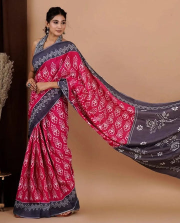 Beautiful Designer Jaipuri Pure Mulmul Cotton Saree