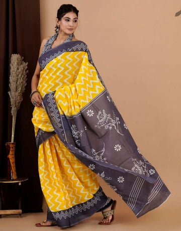 Beautiful Designer Jaipuri Pure Mulmul Cotton Saree