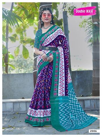 Beautiful Designer Pure Ikkat Mulmul Cotton Saree