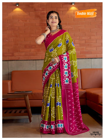 Beautiful Designer Pure Ikkat Mulmul Cotton Saree