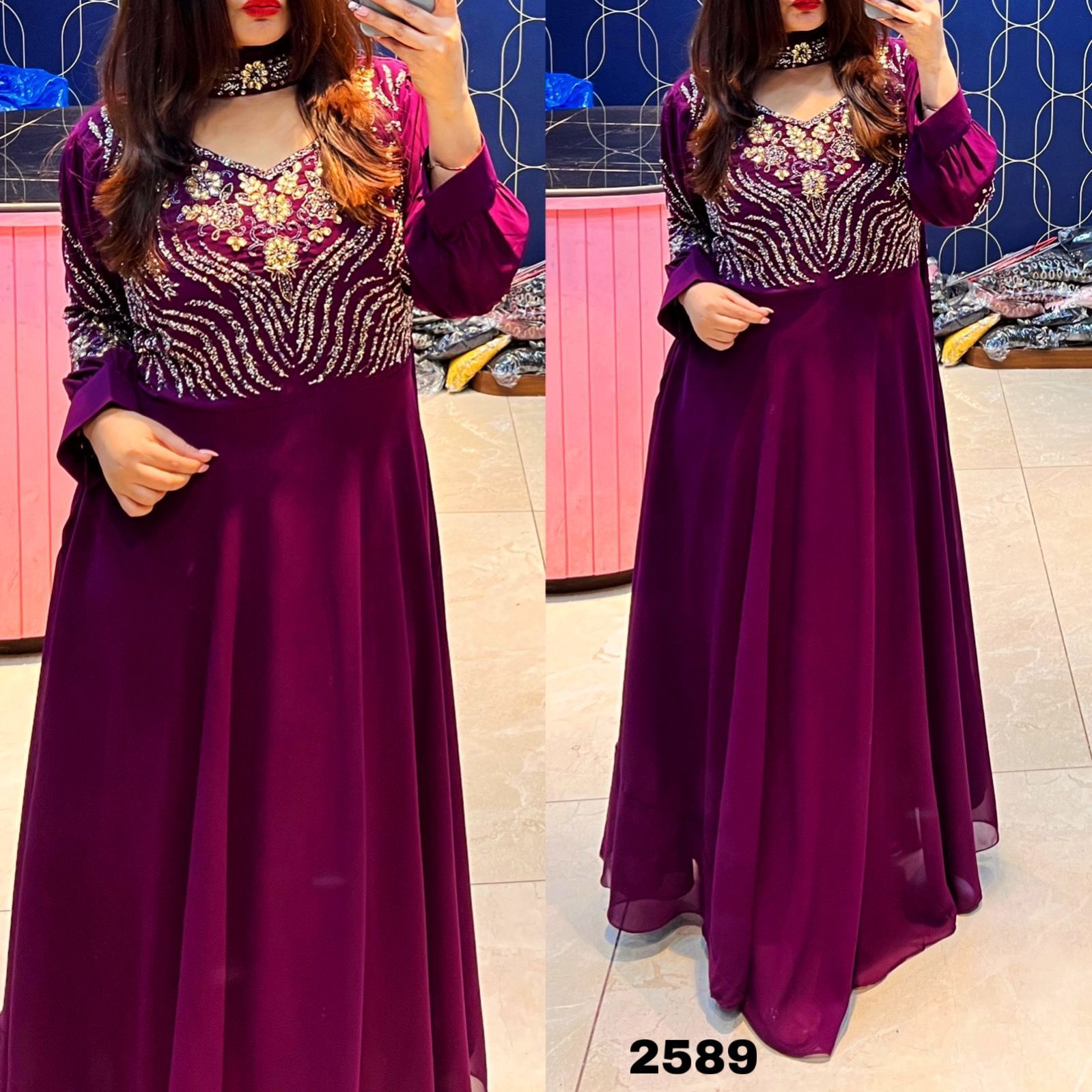 Beautiful Designer Georgette Chokar Style Gown