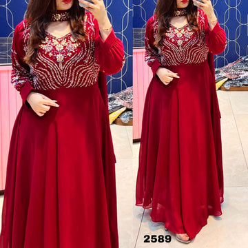 Beautiful Designer Georgette Chokar Style Gown