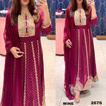 Beautiful Designer Cotton Anarkali Gwon Style Suite