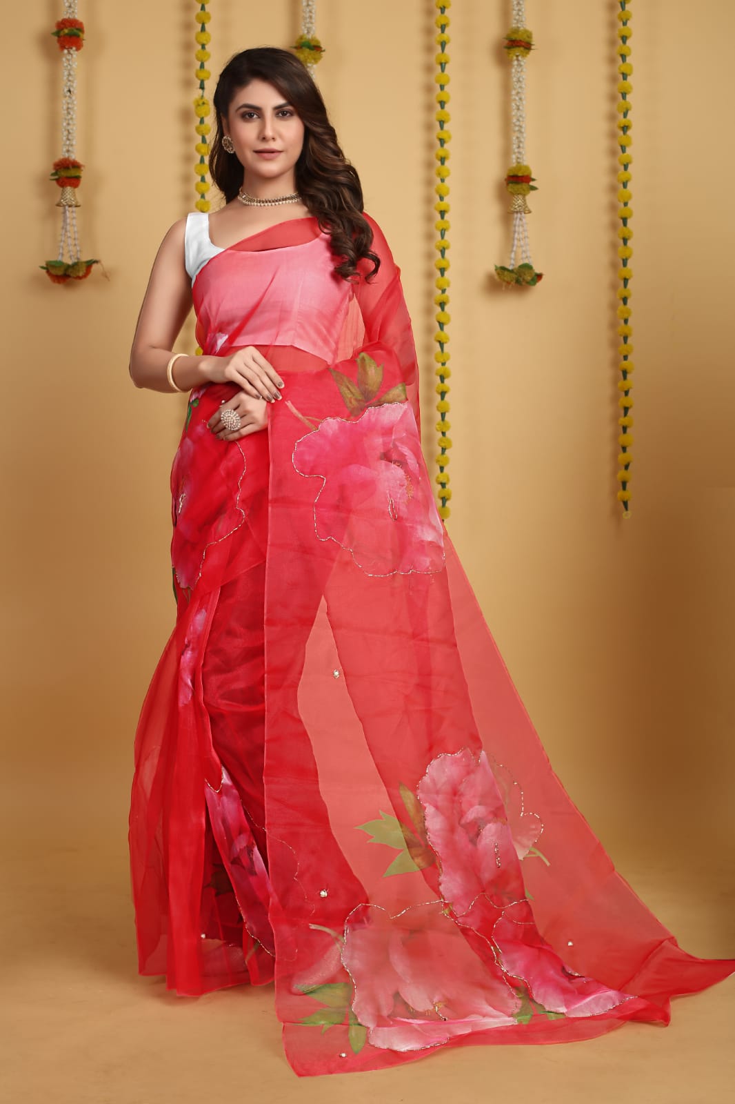 Beautiful Designer Pure Organza Digital Print Saree