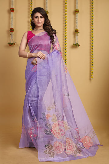 Beautiful Designer Pure Organza Digital Print Saree