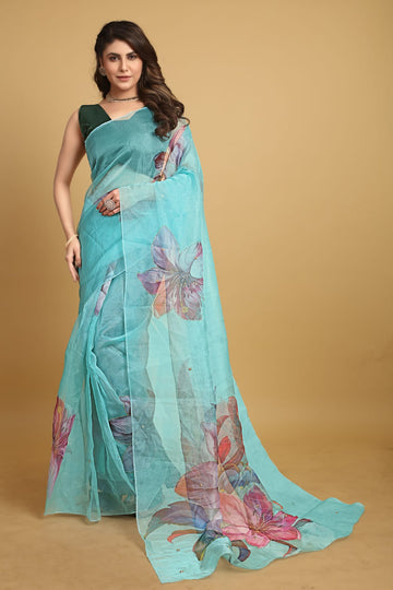 Beautiful Designer Pure Organza Digital Print Saree