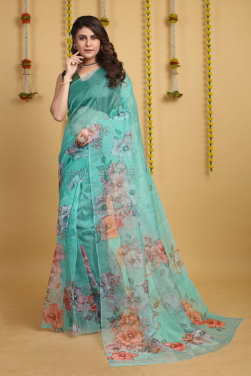 Beautiful Designer Pure Organza Digital Print Saree