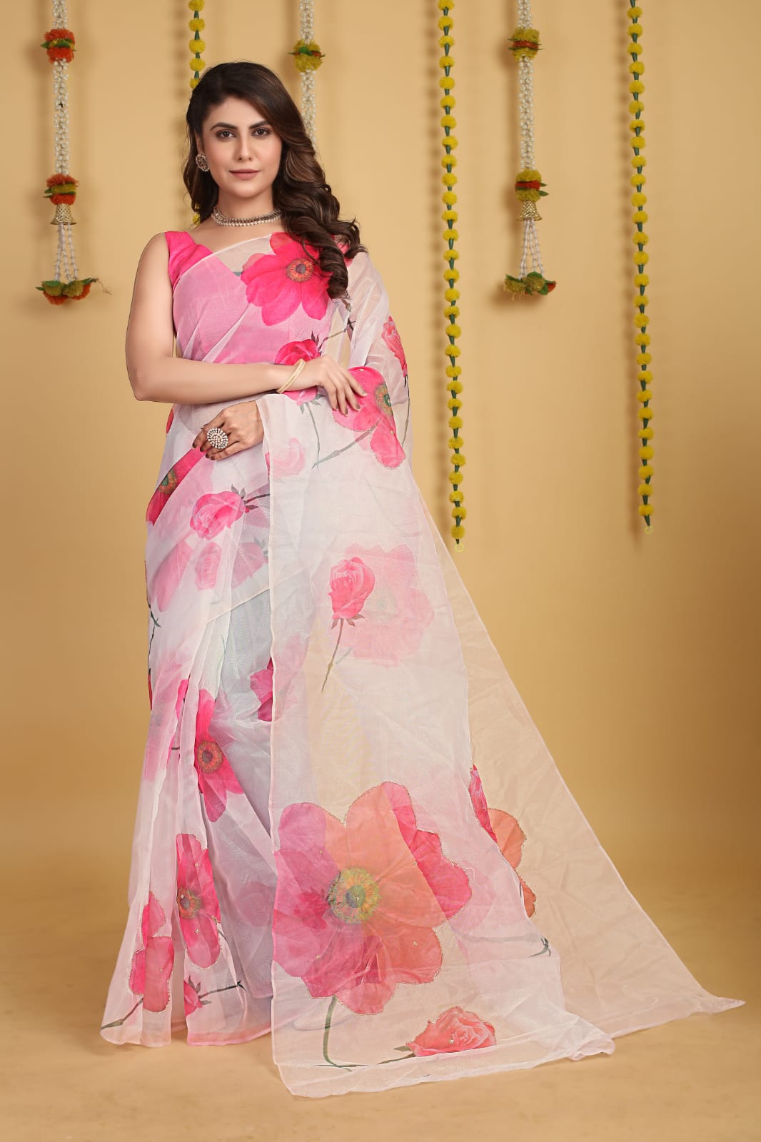 Beautiful Designer Pure Organza Digital Print Saree