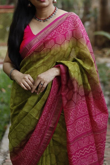 Beautiful Designer Original Linen Saree Digital Print Saree