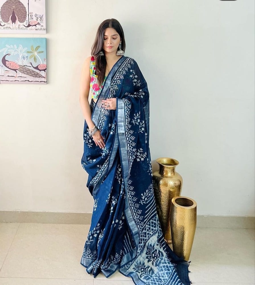 Party Wear Linen Saree