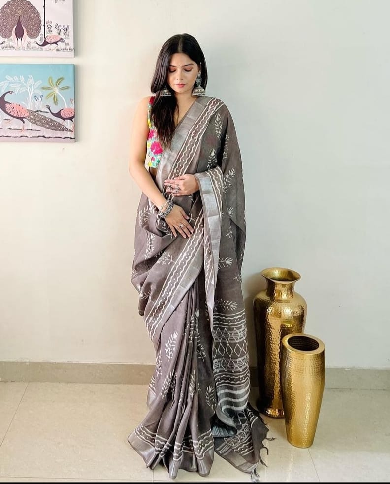 Party Wear Linen Saree