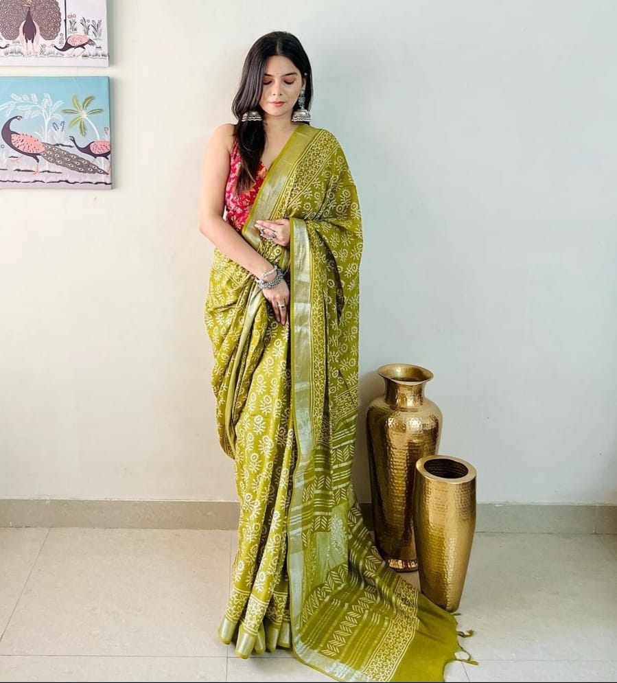 Party Wear Linen Saree