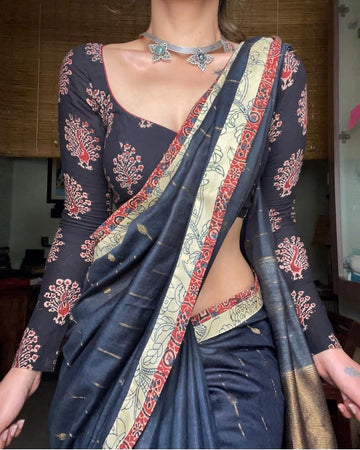 Beautiful Designer Soft Linen Saree Digital Print Saree